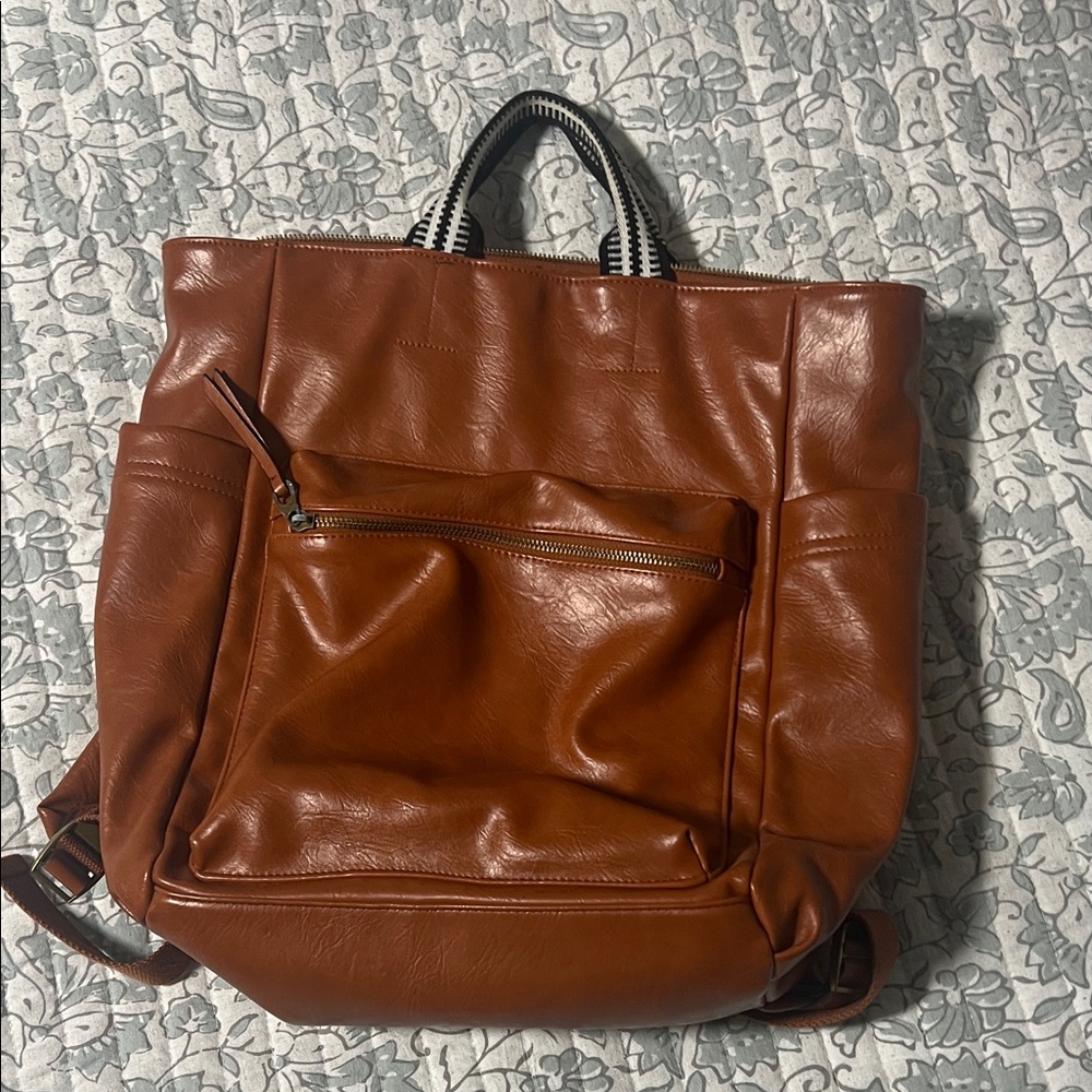 Stylish Brown Leather Travel Backpack
